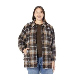 Madewell Shacket Womens XXL Brown Plaid Wool Alpaca Belrose Shirt Jacket